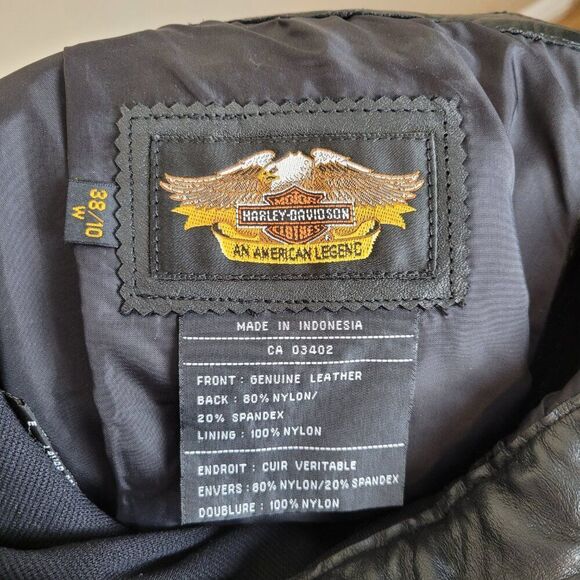 Harley Davidson Vintage 90s Leather Textile Pants High Rise Black Size 2 38/10 - Picture 16 of 16